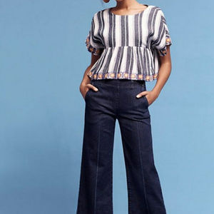 Anthropologie Maeve linen blend peplum blouse Sz S